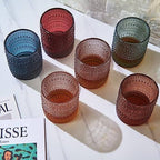 Hobnail Colored Beaded Tumbler Drinking Glasses Set Of 6