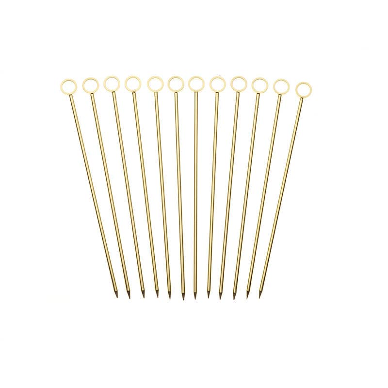 Barfly Cocktail Picks, Circle, Gold Plated, Set 12