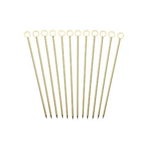 Barfly Cocktail Picks, Circle, Gold Plated, Set 12