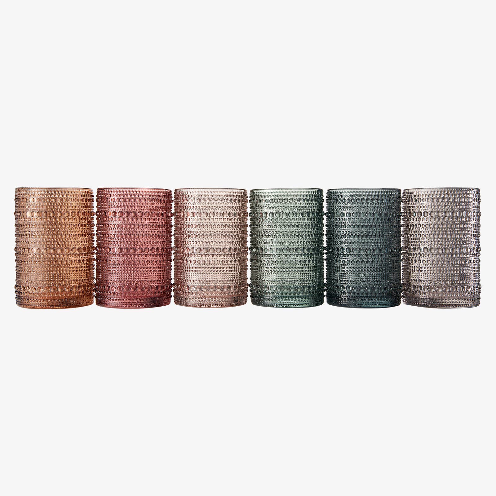 Beaded Hobnail Highball Drinking Glasses | Set Of 6 | 14 Oz