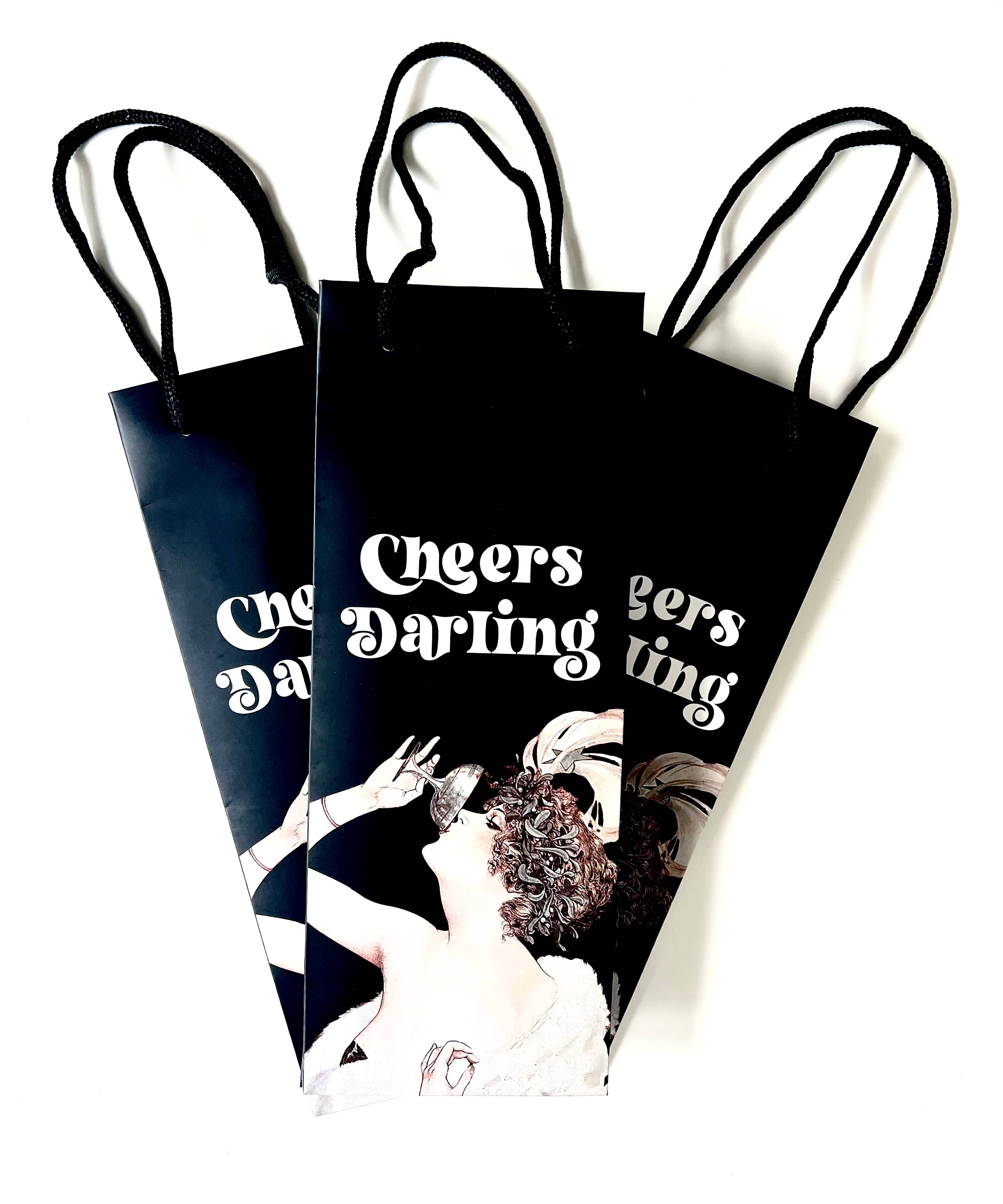 Cheers Darling Art Deco Wine Gift Bag