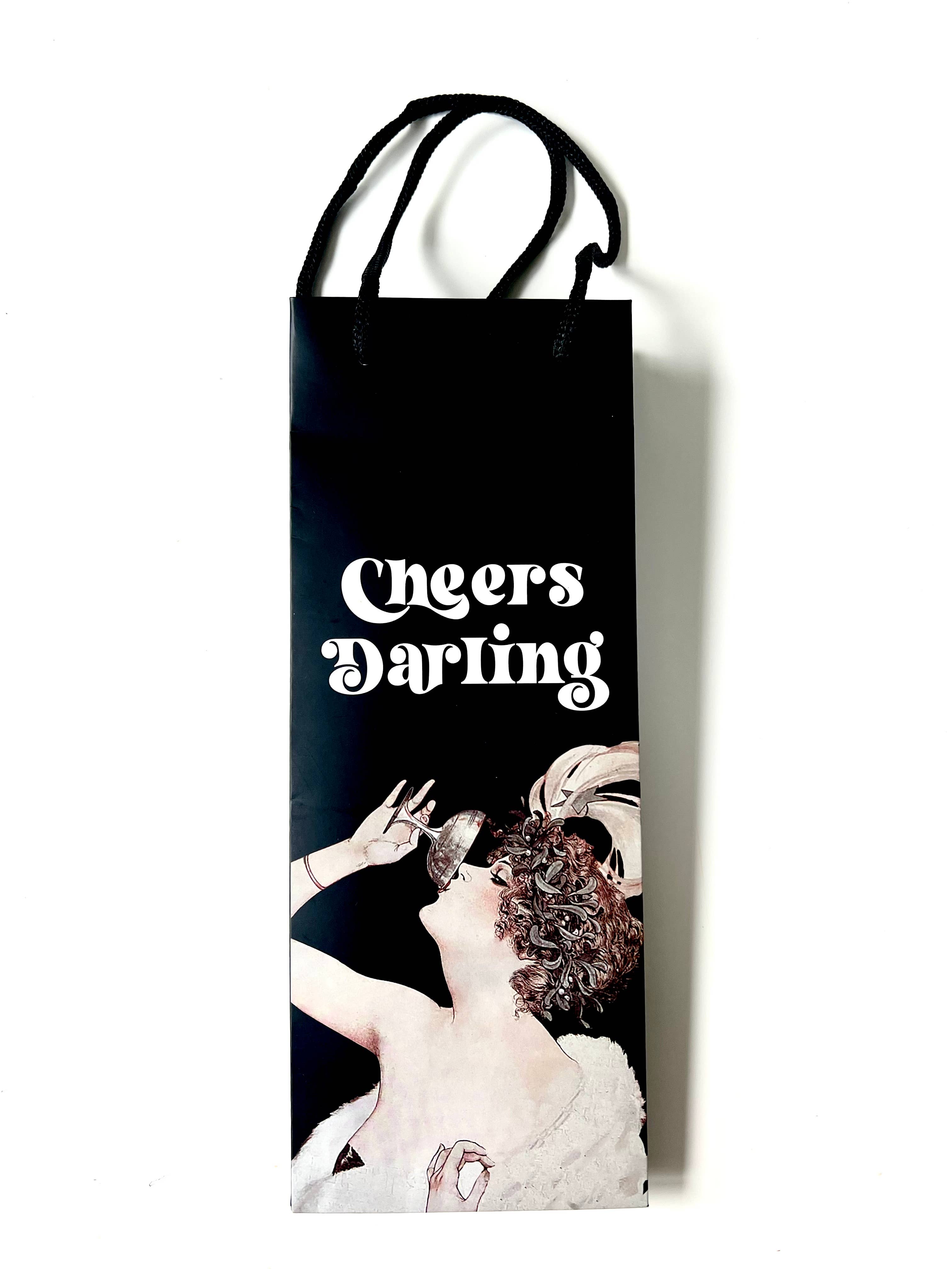 Cheers Darling Art Deco Wine Gift Bag