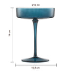 Art Deco Ribbed Pastel Coupe, & Cocktail Glasses - 6 Set