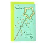 Mini 4" Star Sparkler Card W/ Confetti - "celebrate!" - Asst