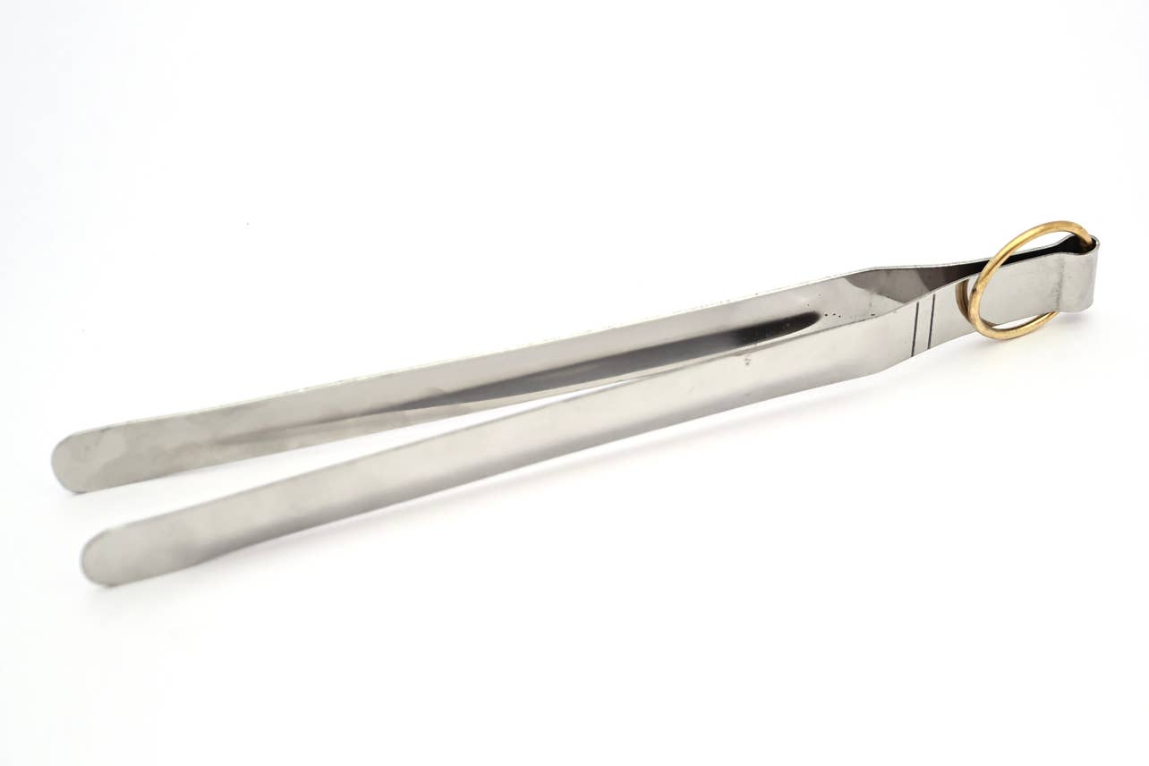 Indian Tongs With Brass Ring