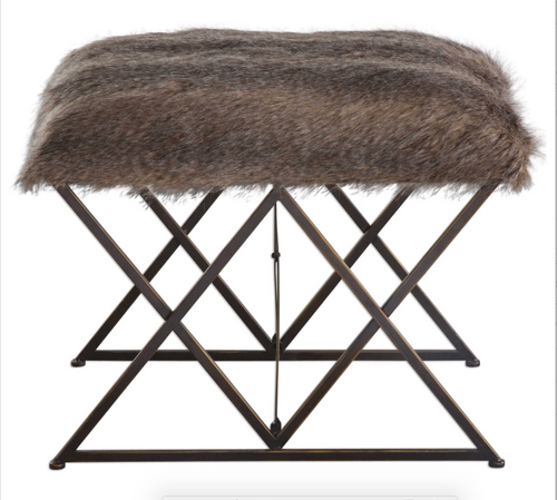 Brannen Bench Faux Fur Stool