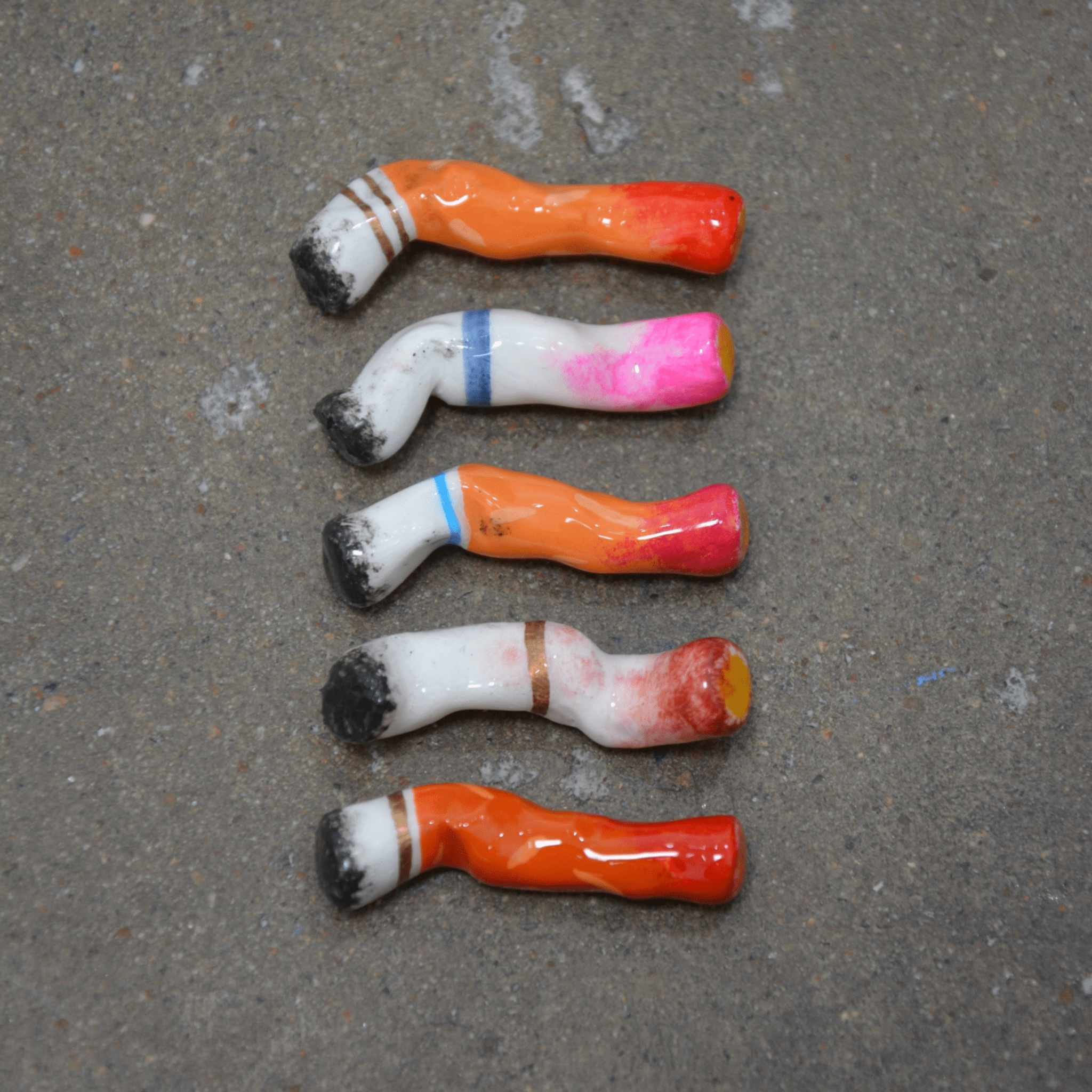 Assorted Lipstick Stained Ceramic Cigarettes