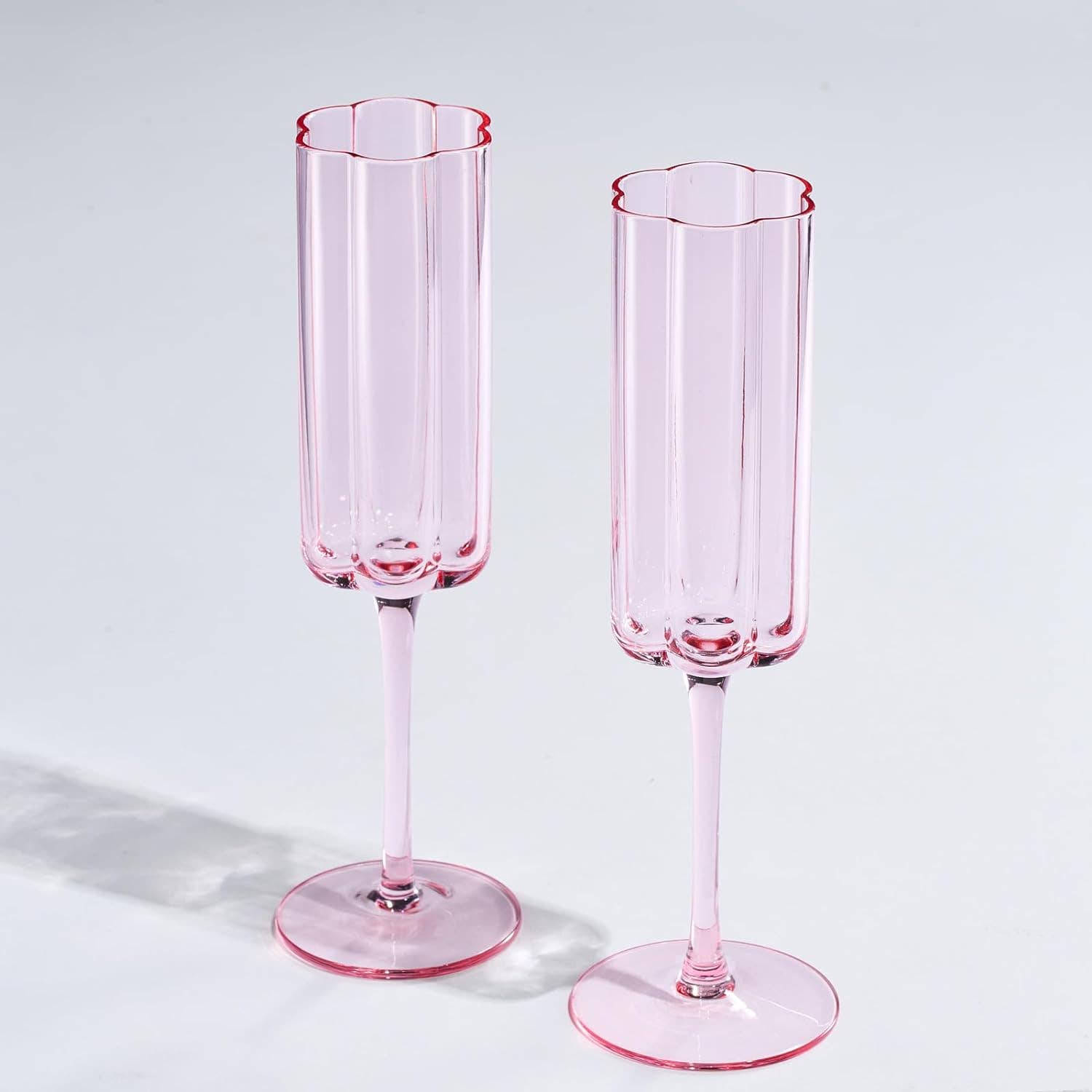 Flower Vintage Champagne Flute Glassware - Set of 2 - 7.4 oz