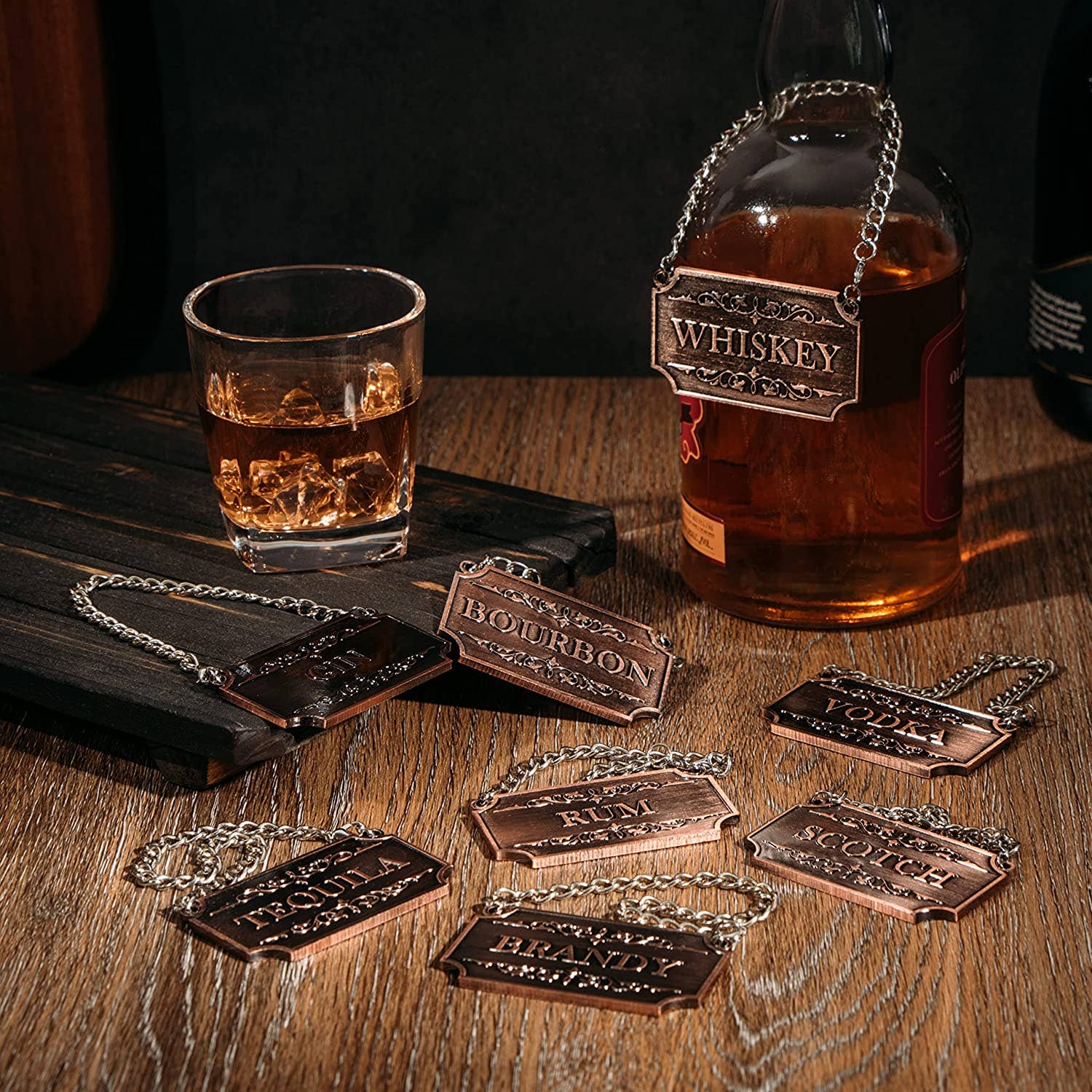 Decanter Tags Copper Set Of 8