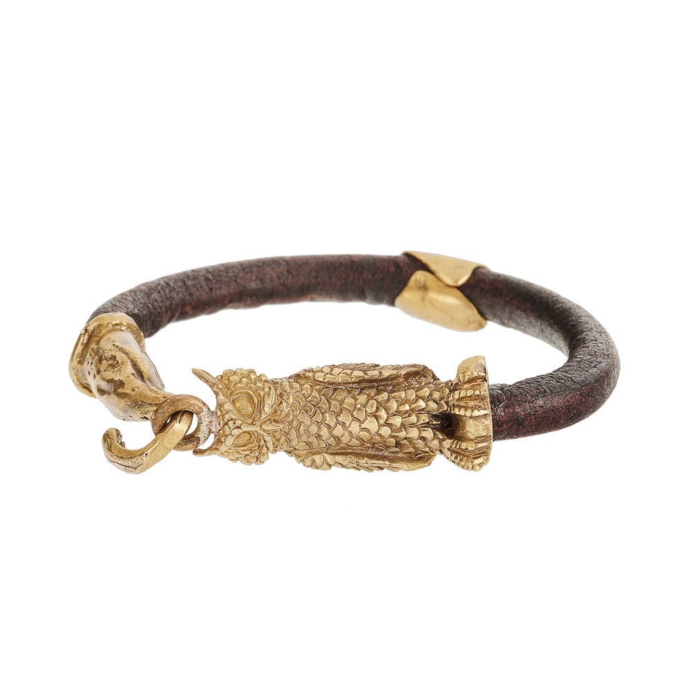 Men's Owl Leather Bracelet