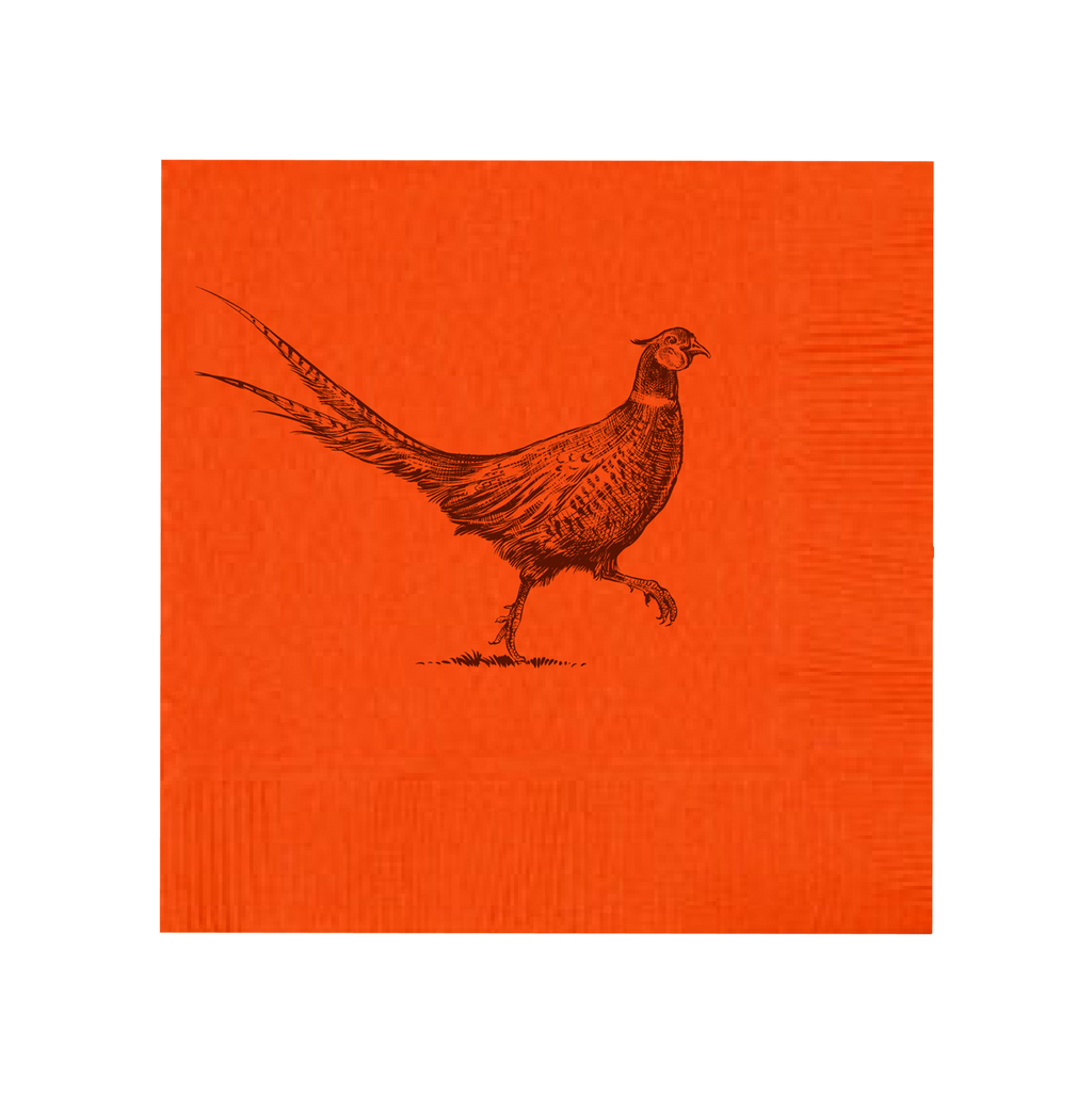 Pheasant Strut Orange Beverage Napkins