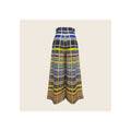 Wide-leg trousers in multicolor plaid check print, rear view, flat lay