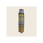 Wide-leg trousers in multicolour plaid check print, side profile view