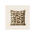 Throw pillow, cream linen fabric, all-over vintage botanical butterfly and moth print, front-facing square