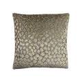 Cushion in taupe gold cut-velvet animal-spot jacquard fabric, square, front-facing