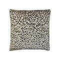 Cushion in cream and taupe leopard-print cut-velvet fabric, square, piped edges