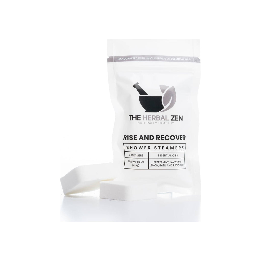 Shower steamer 2-pack white resealable pouch with two white tablet discs in front